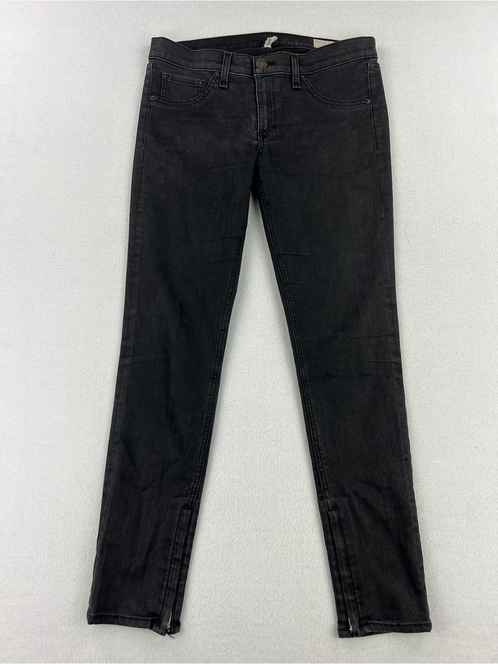 Rag & Bone Womens Cotswold Black Denim Jeans Skinny Fit Ankle Zipper Capri Sz 29